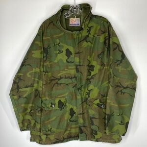 Vintage Polar Brand Camo Camouflage Military Utility Field Jacket 60s Size XL